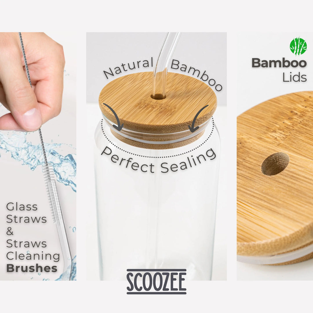 drinking glass with bamboo lid