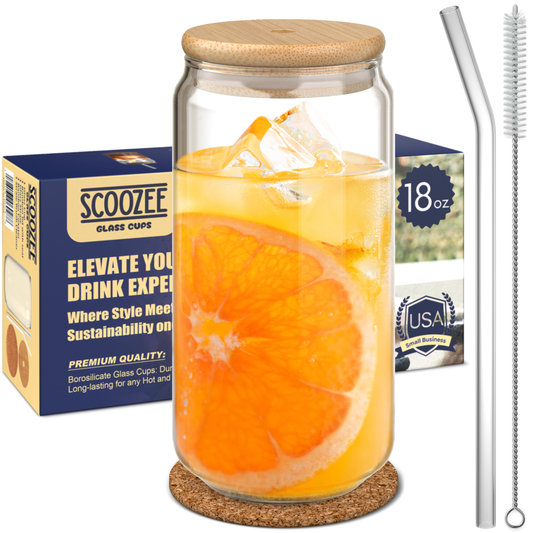 Scoozee Drinking Glass with Bamboo Lid - 18 oz